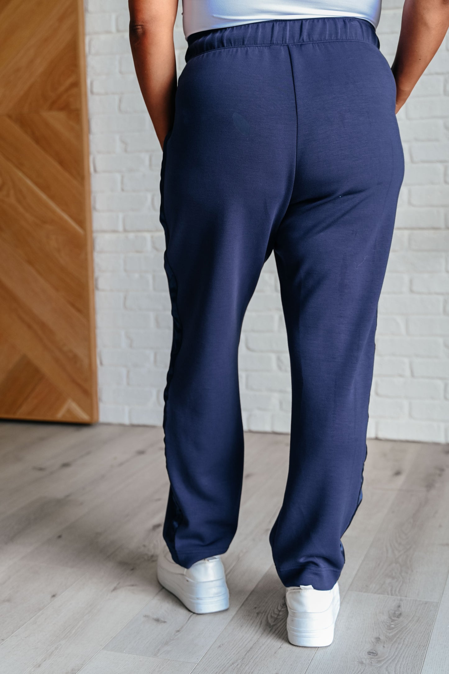 Rae Mode- Lysa Satin Stripe Lounge Pants in Smoky Navy