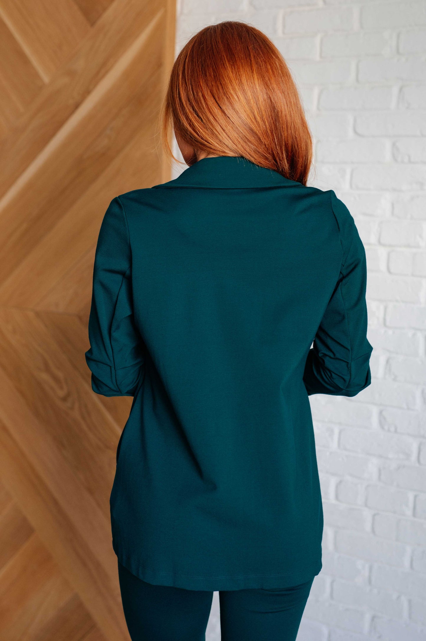 Dear Scarlet-Magic 3/4 Blazer in Hunter Green