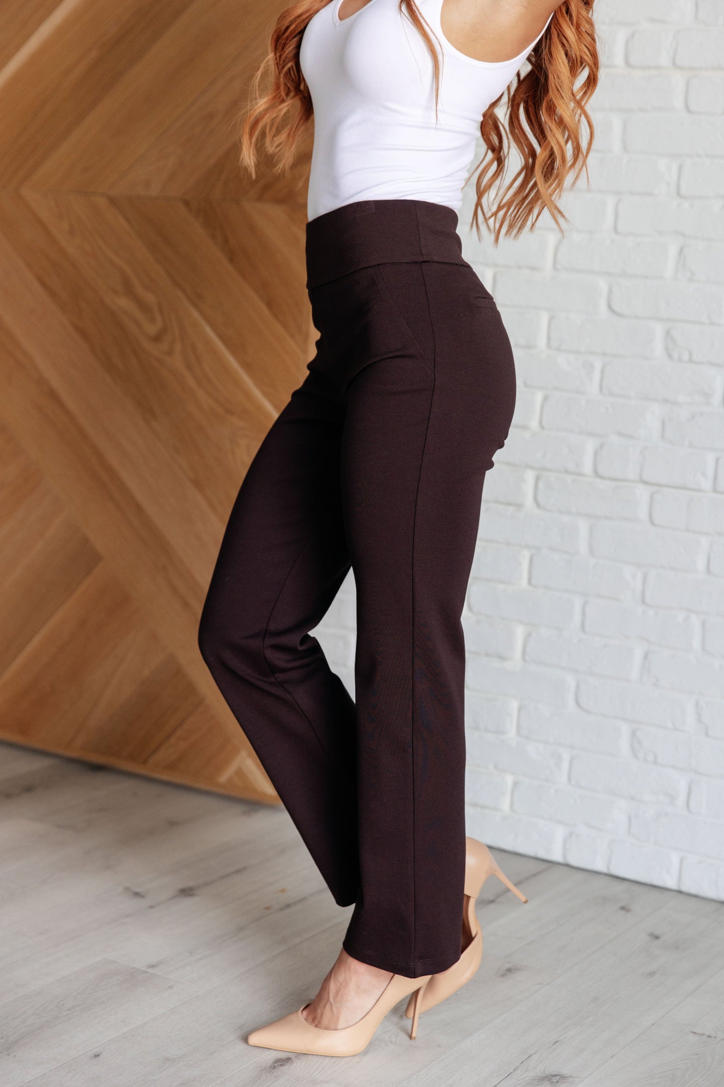 Dear Scarlett- Magic Straight Pants in Chocolate