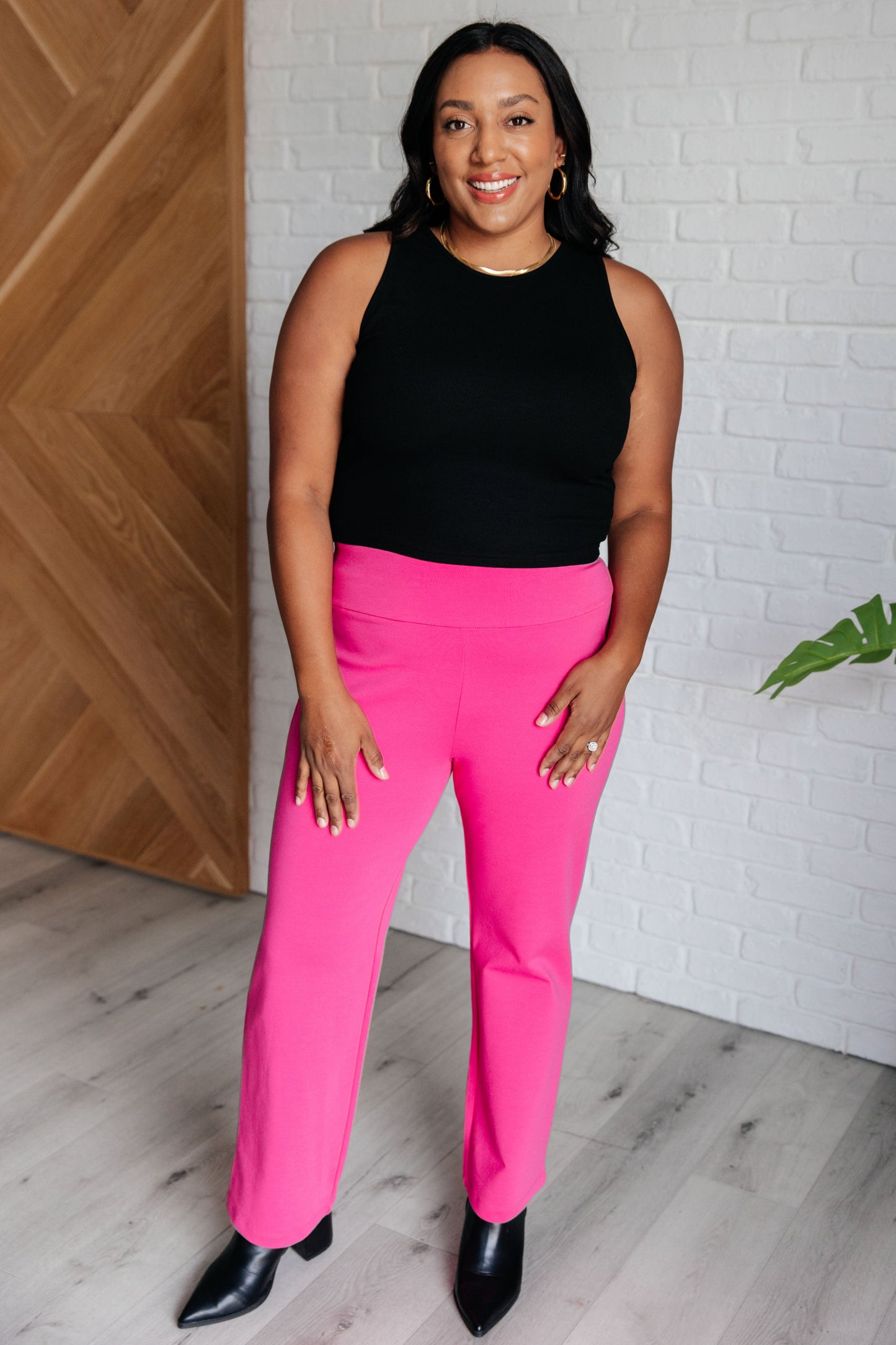 Dear Scarlett- Magic Straight Pants in Hot Pink