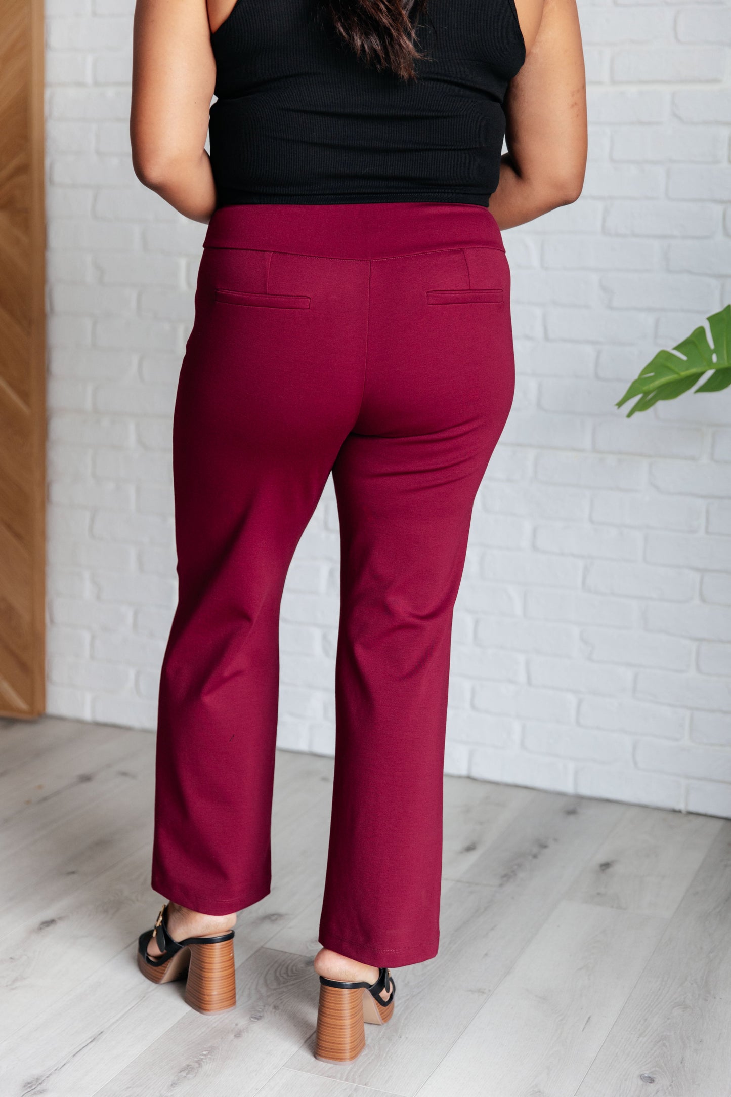 Dear Scarlett- Magic Straight Pants in Wine