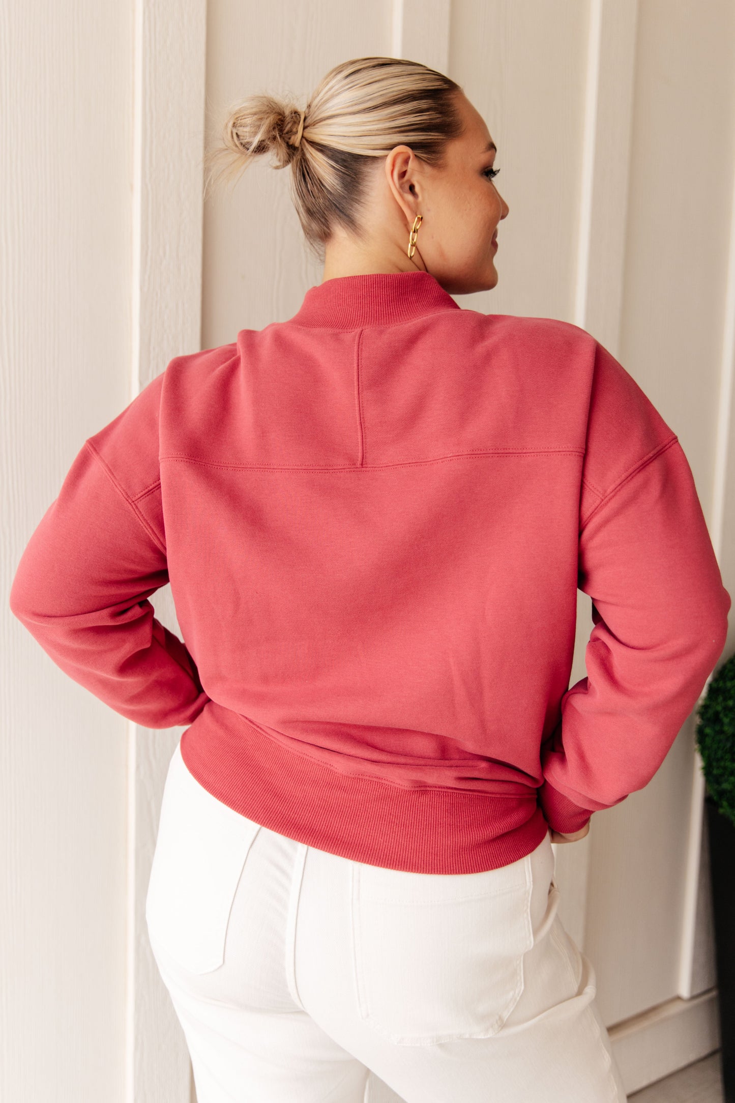 Very J-Make No Mistake Mock Neck Pullover in Cranberry