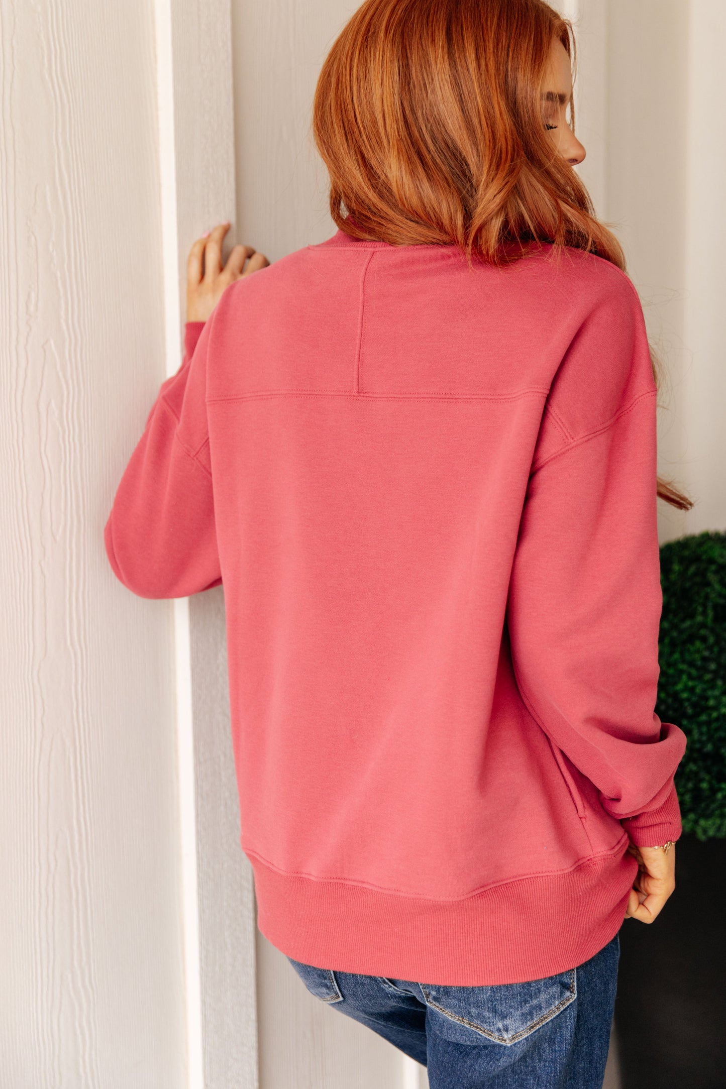 Very J-Make No Mistake Mock Neck Pullover in Cranberry