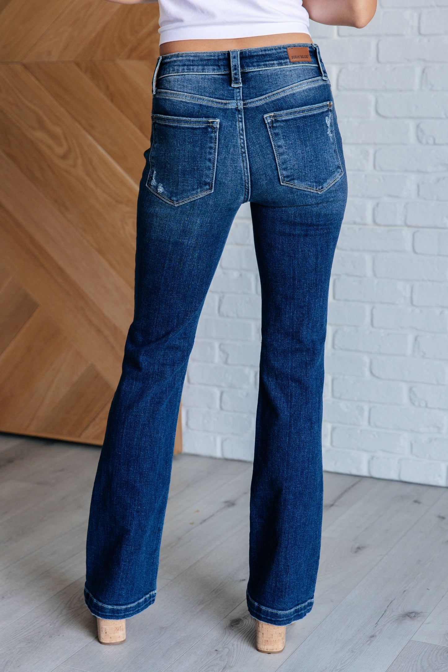 Judy Blue-Mila Mid Rise Distressed Bootcut Jeans