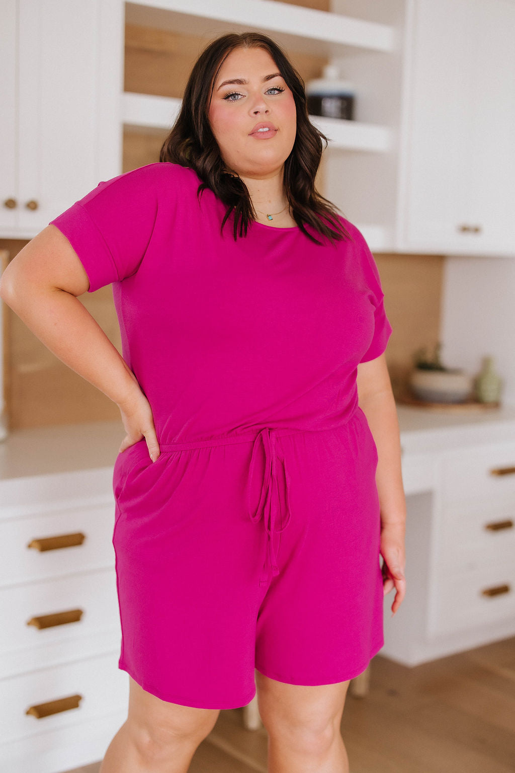 Zenana- Real Cozy Romper in Magenta