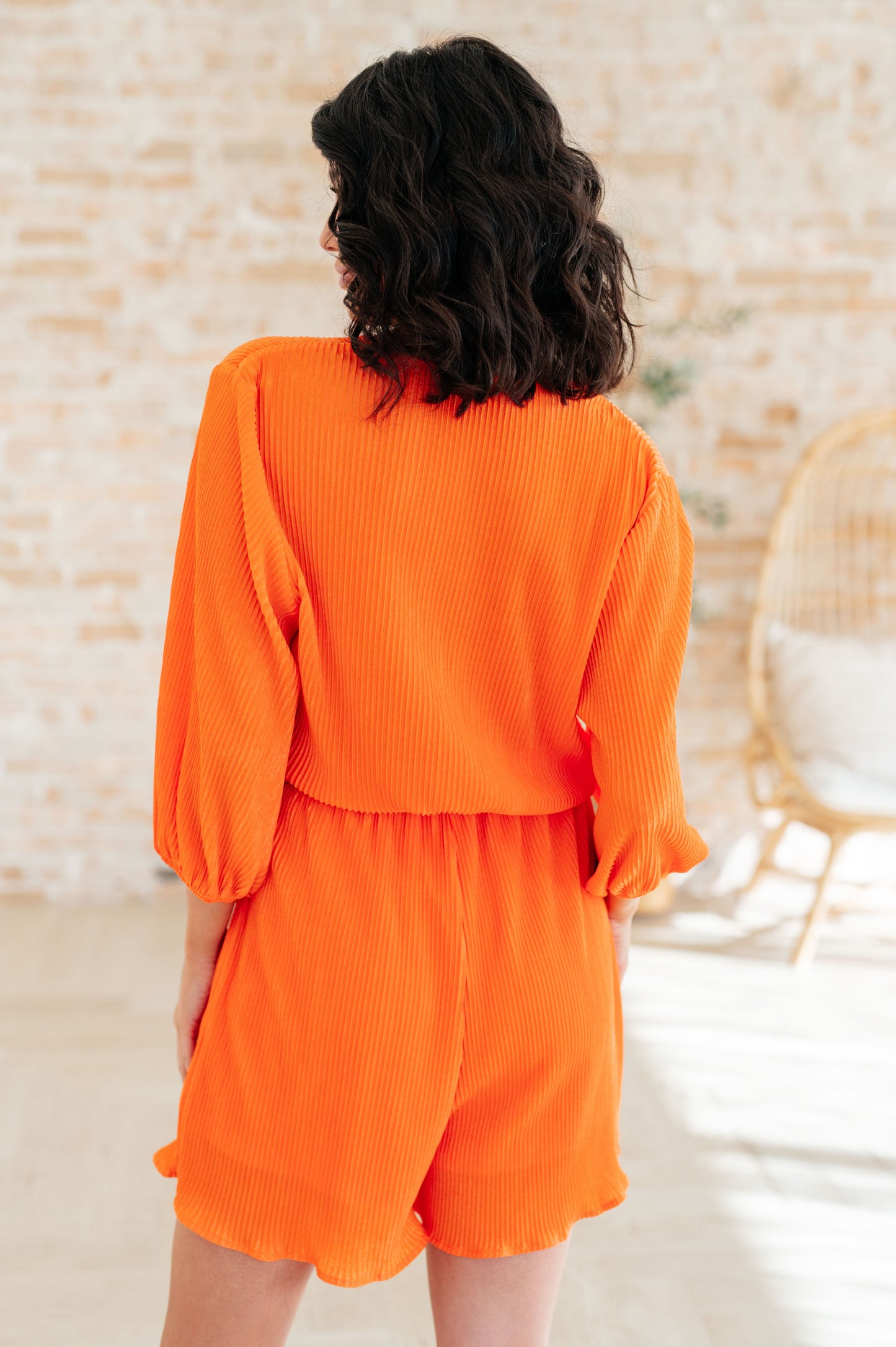 White Birch- Roll With me Romper in Tangerine