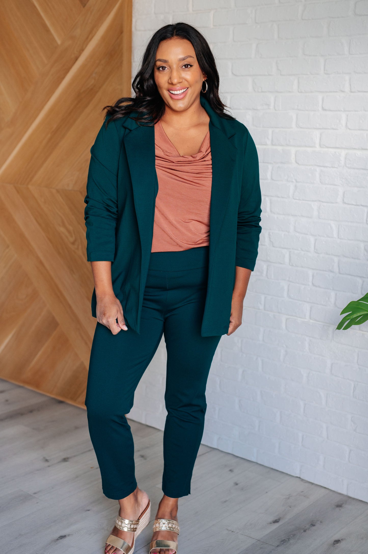 Dear Scarlet-Magic 3/4 Blazer in Hunter Green