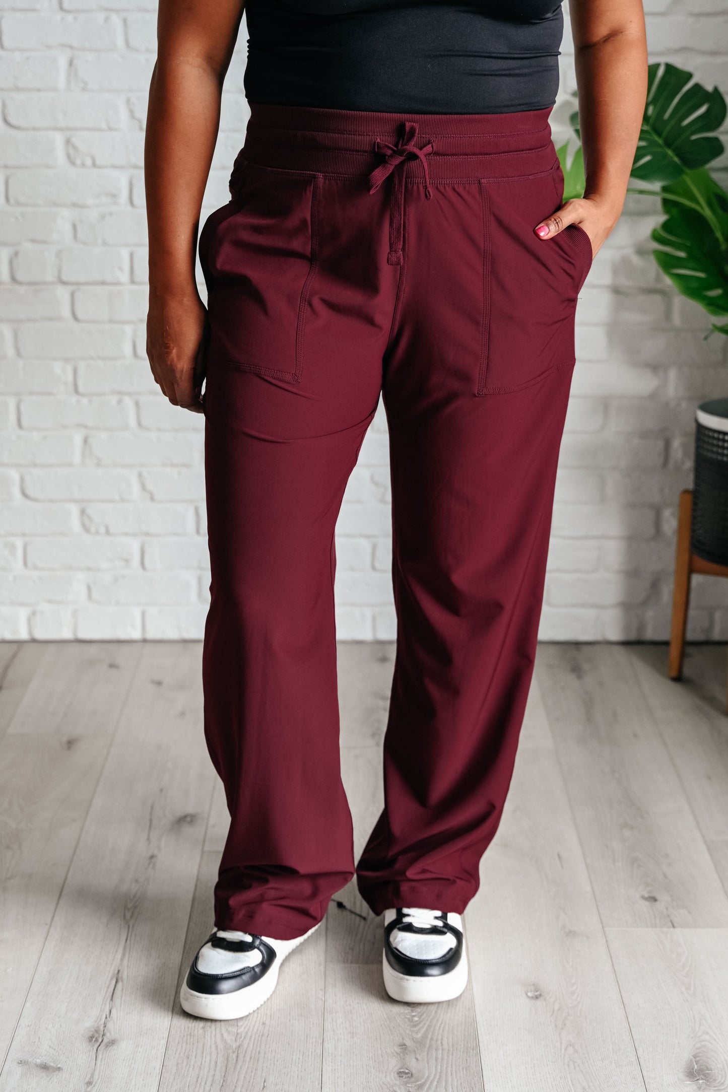 Rae Mode- Runner's High Drawstring Joggers in Red Merlot