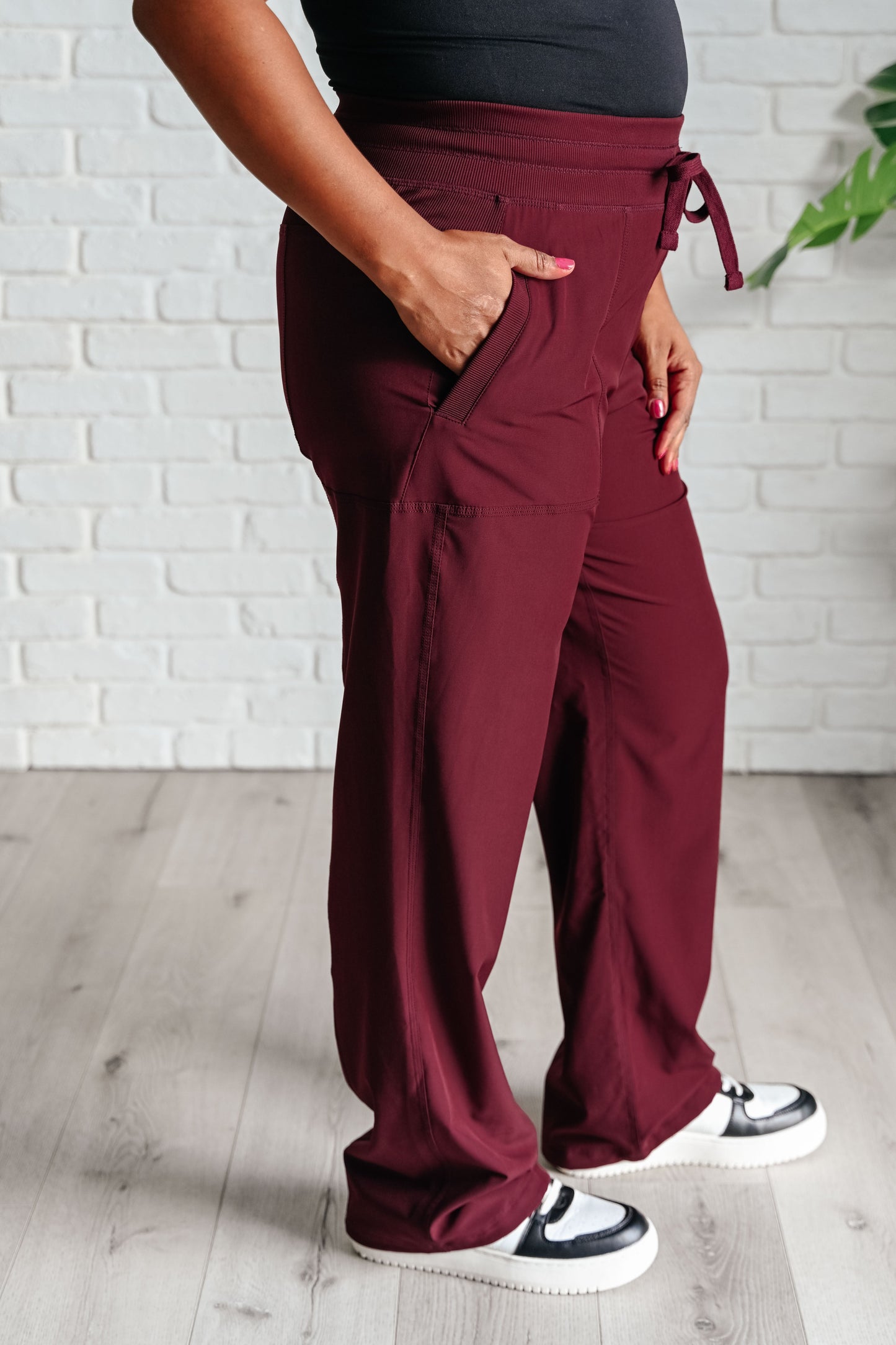 Rae Mode- Runner's High Drawstring Joggers in Red Merlot