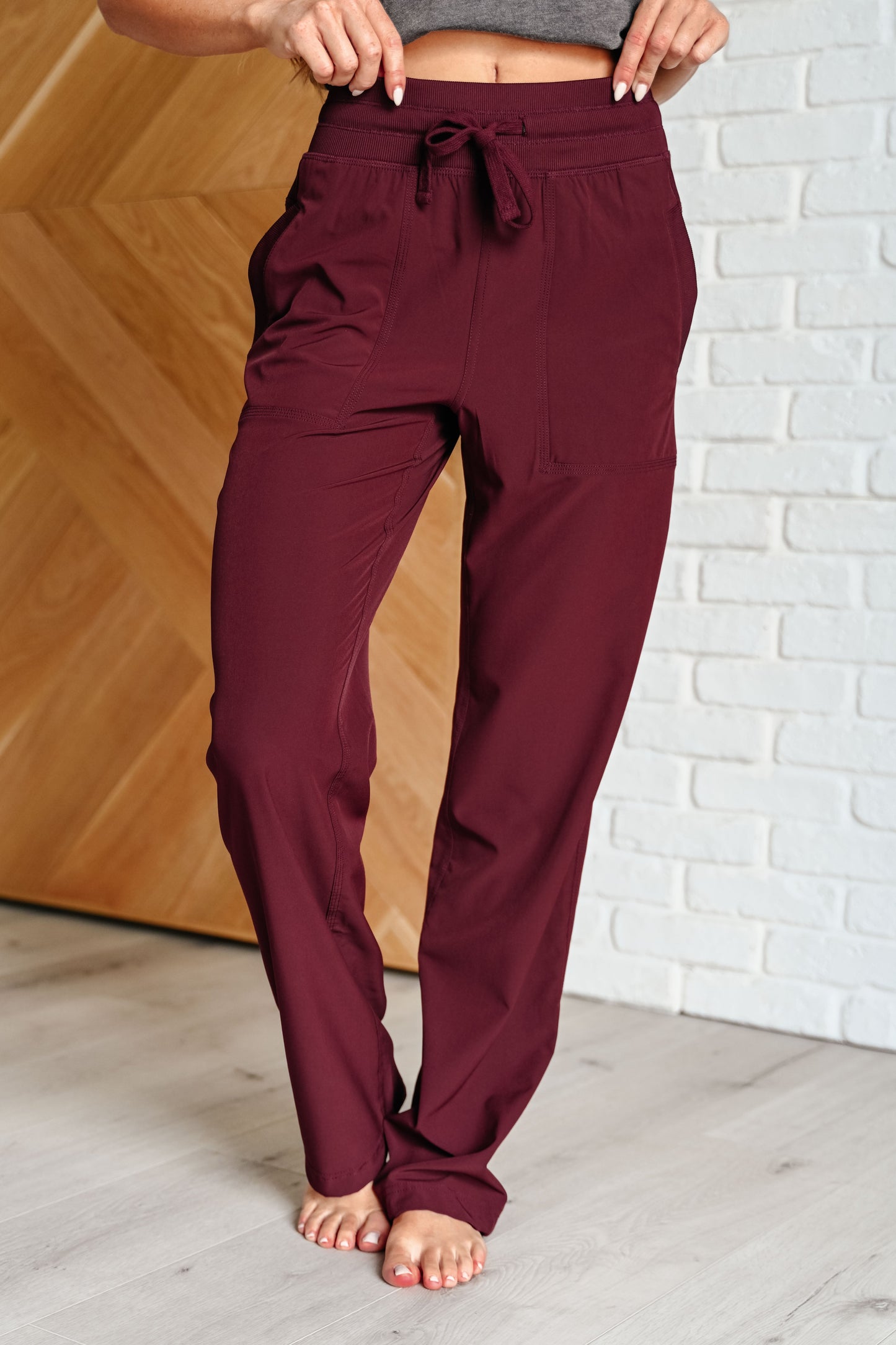 Rae Mode- Runner's High Drawstring Joggers in Red Merlot