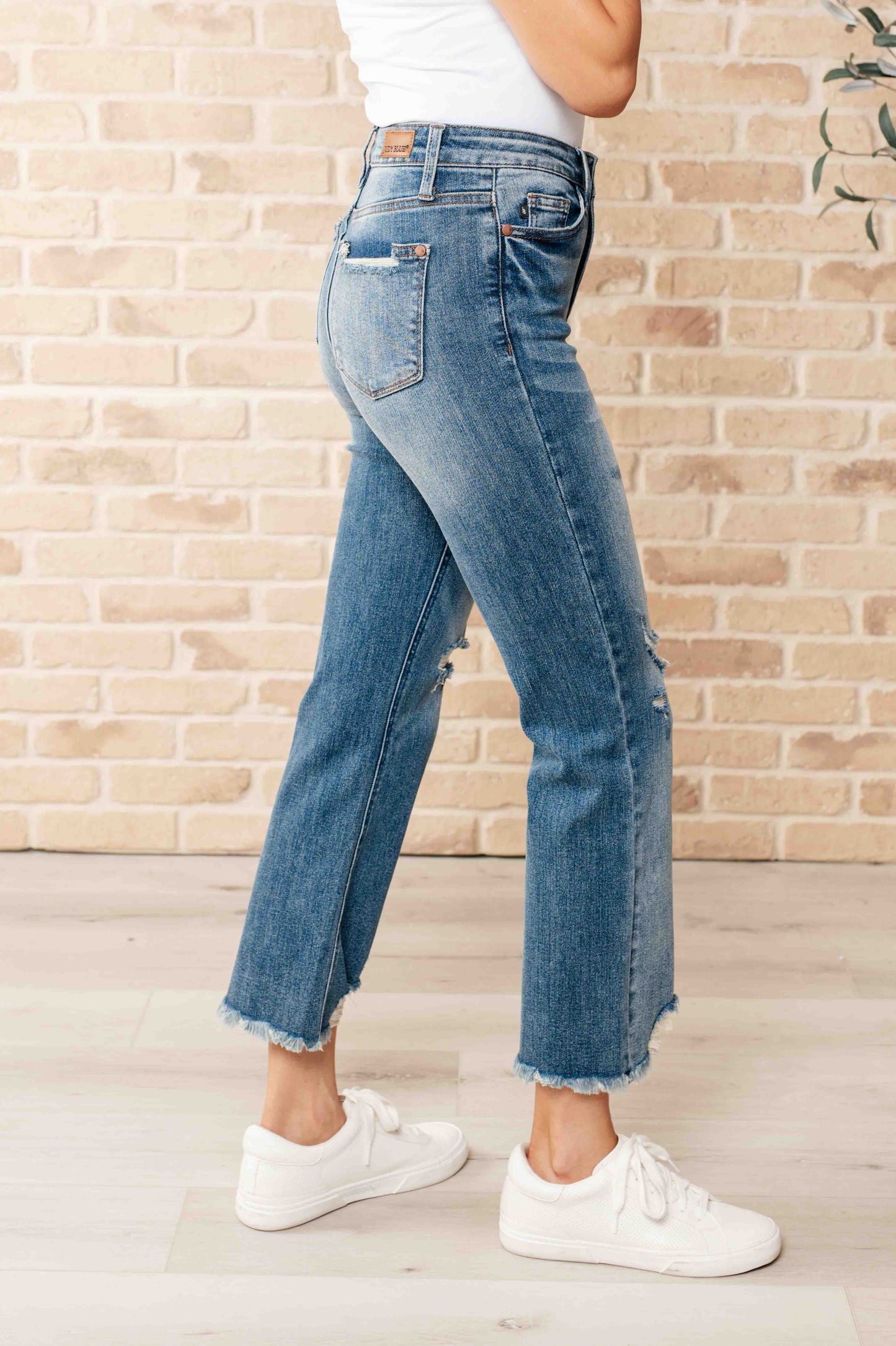 Judy Blue-Sammy High Waist Distressed Crop Straight Leg Jeans