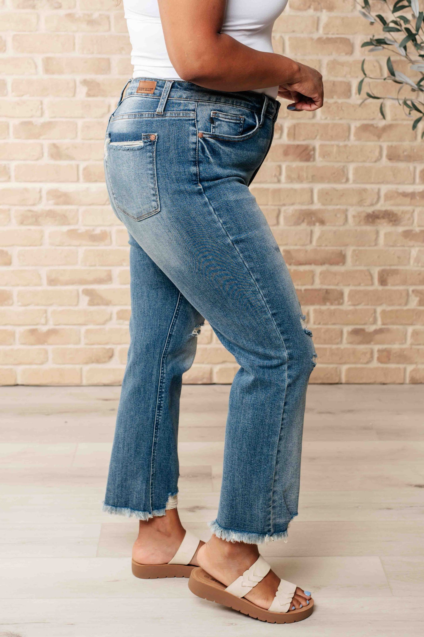 Judy Blue-Sammy High Waist Distressed Crop Straight Leg Jeans