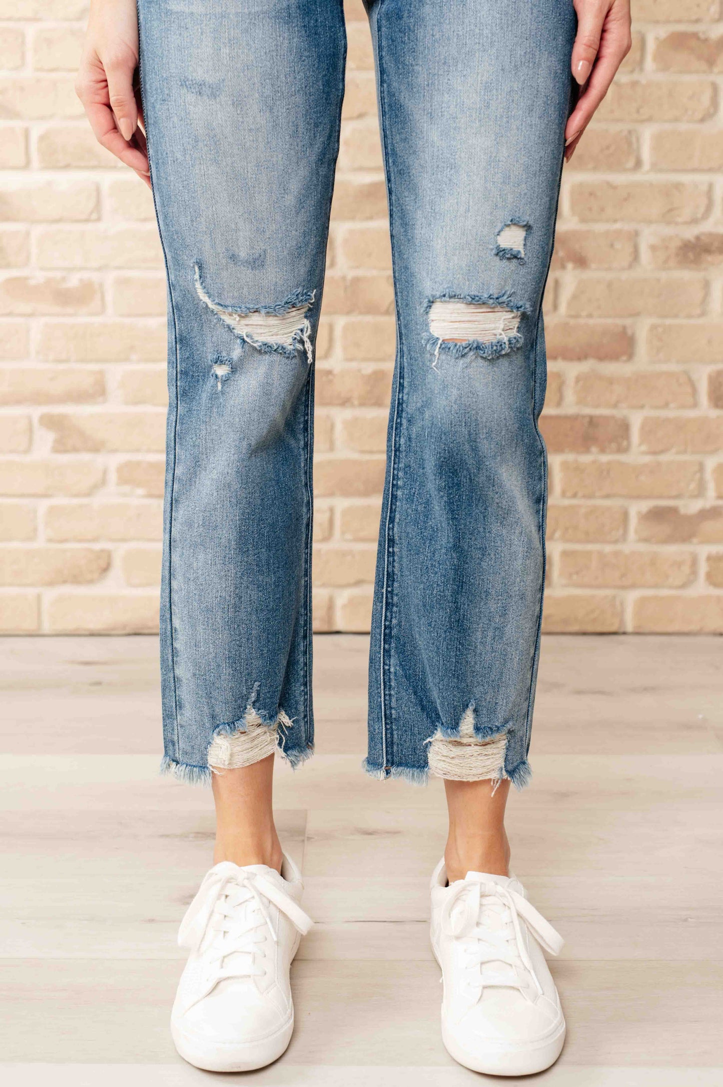 Judy Blue-Sammy High Waist Distressed Crop Straight Leg Jeans