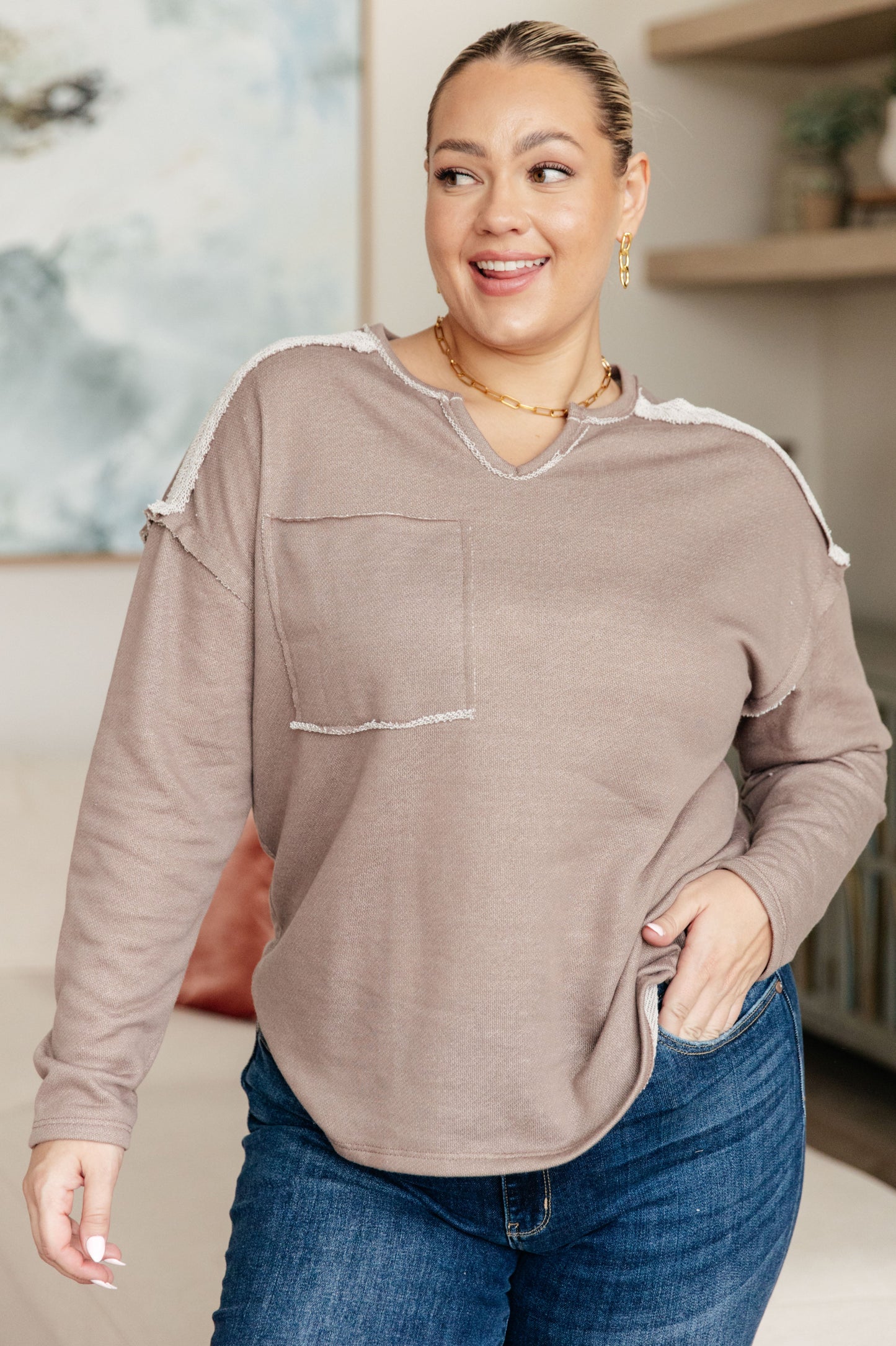 Sew In Love-Spring In My Step V-Neck Pullover