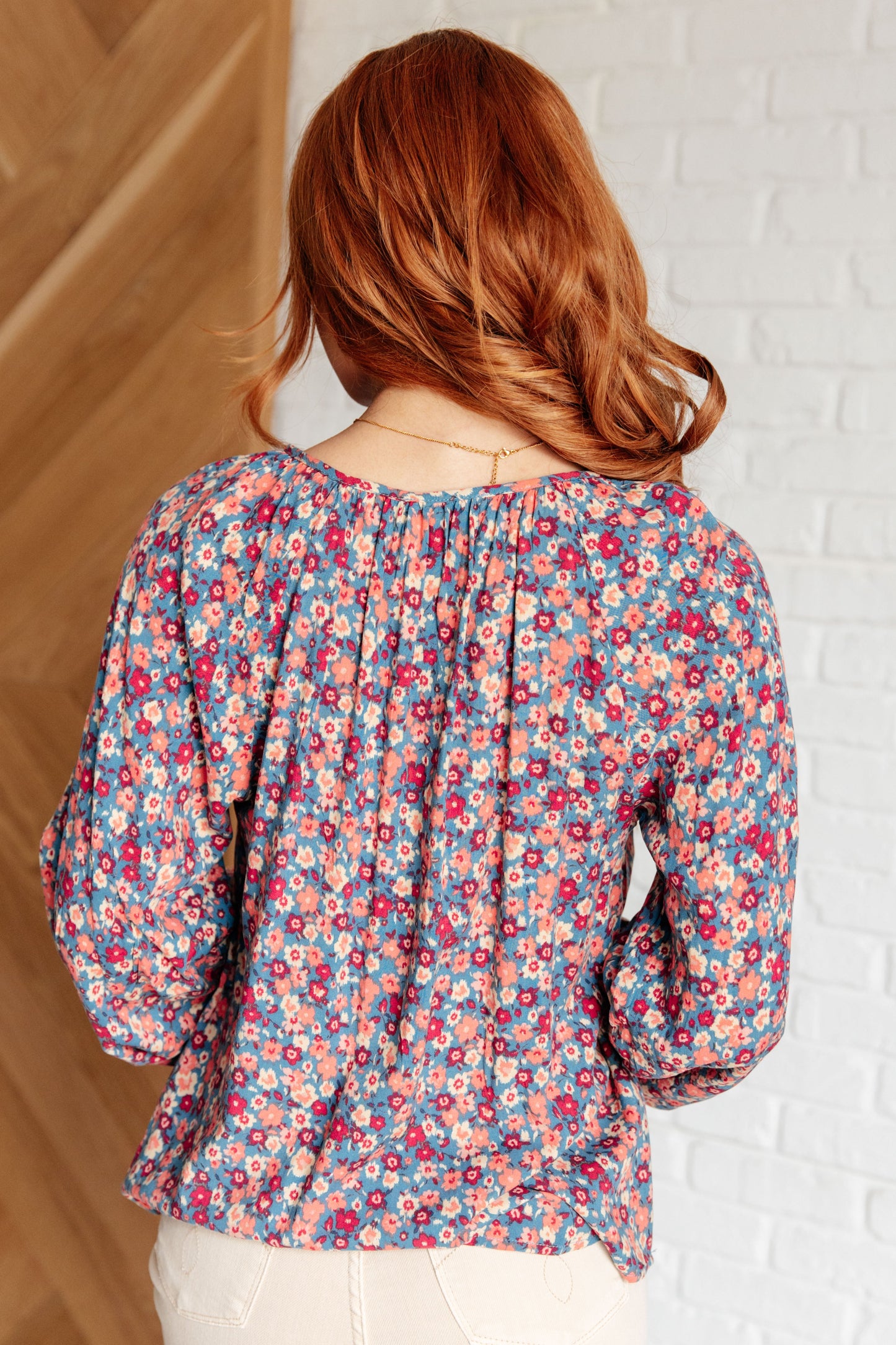 Andree By Unit- Sunday Brunch Blouse in Denim Floral