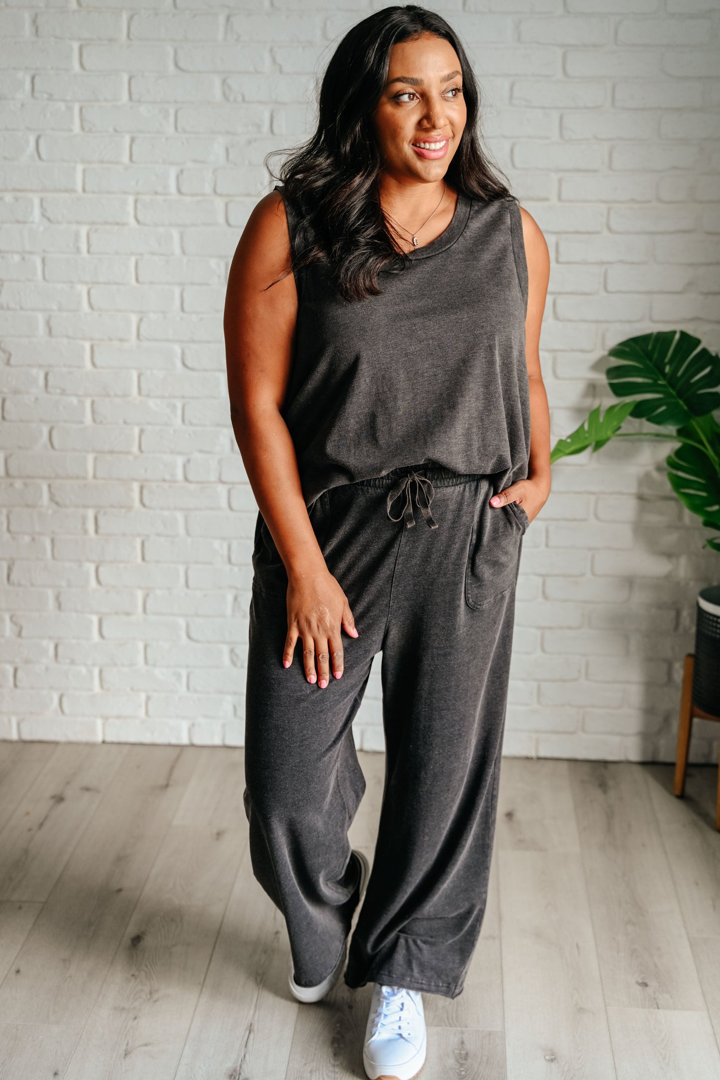 Rae Mode- Taking It Easy Tank and Pants Set in Black