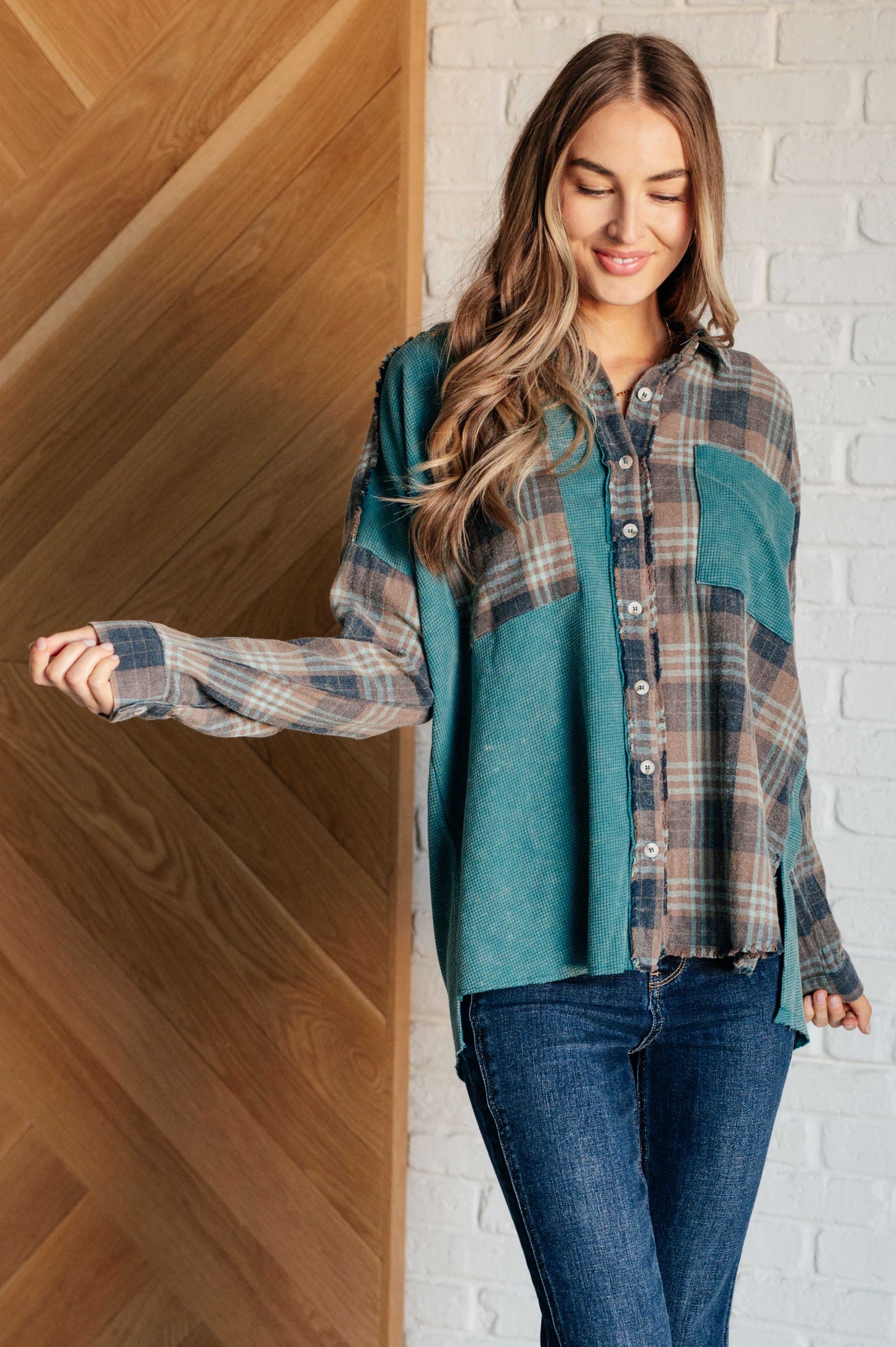 White Birch-Tied for Time Thermal Plaid Button Up