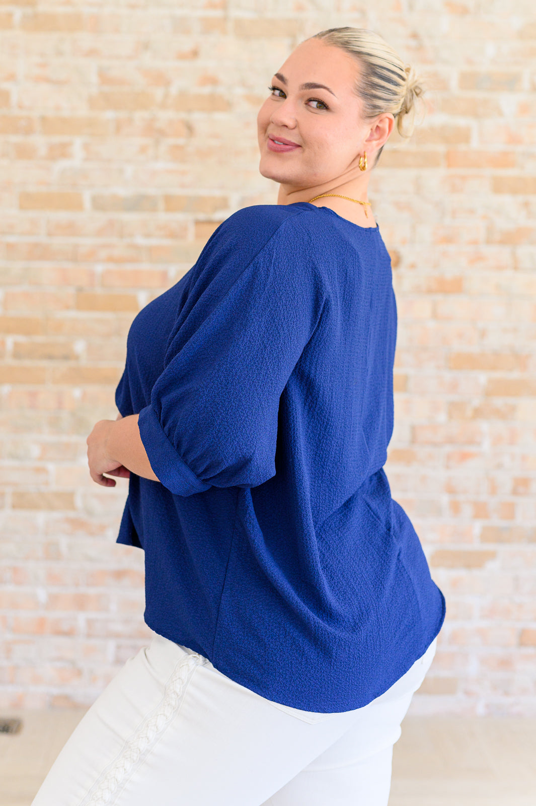 Andree By Unit- Up For Anything V-Neck Blouse in Navy