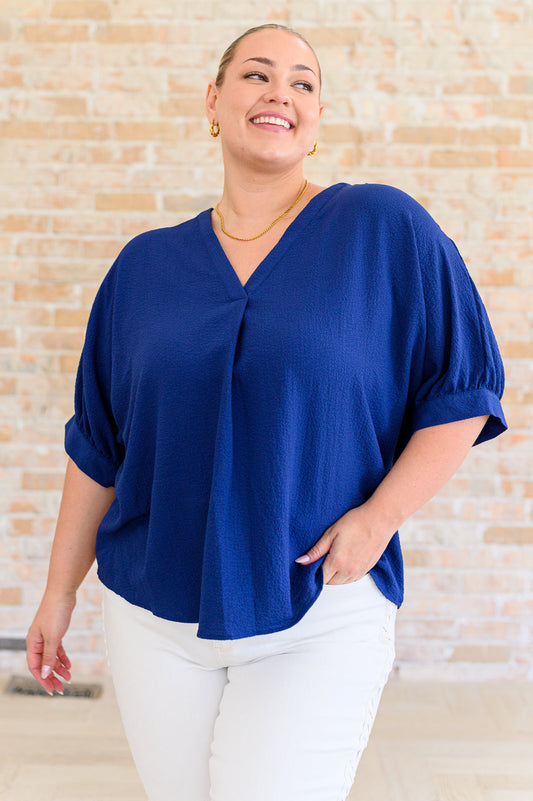 Andree By Unit- Up For Anything V-Neck Blouse in Navy