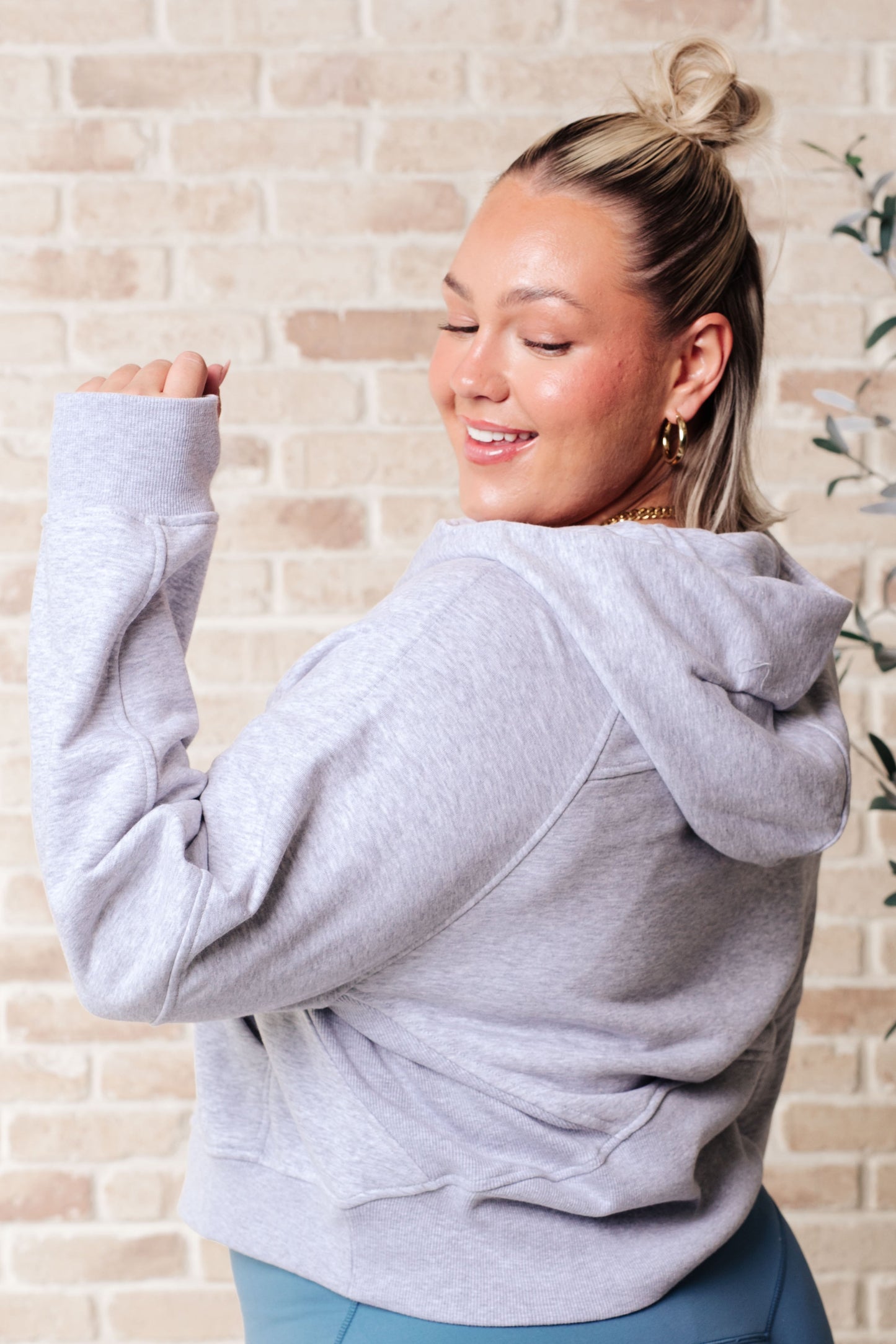 Rae Mode-Working Up A Sweat Hooded Pullover in Grey