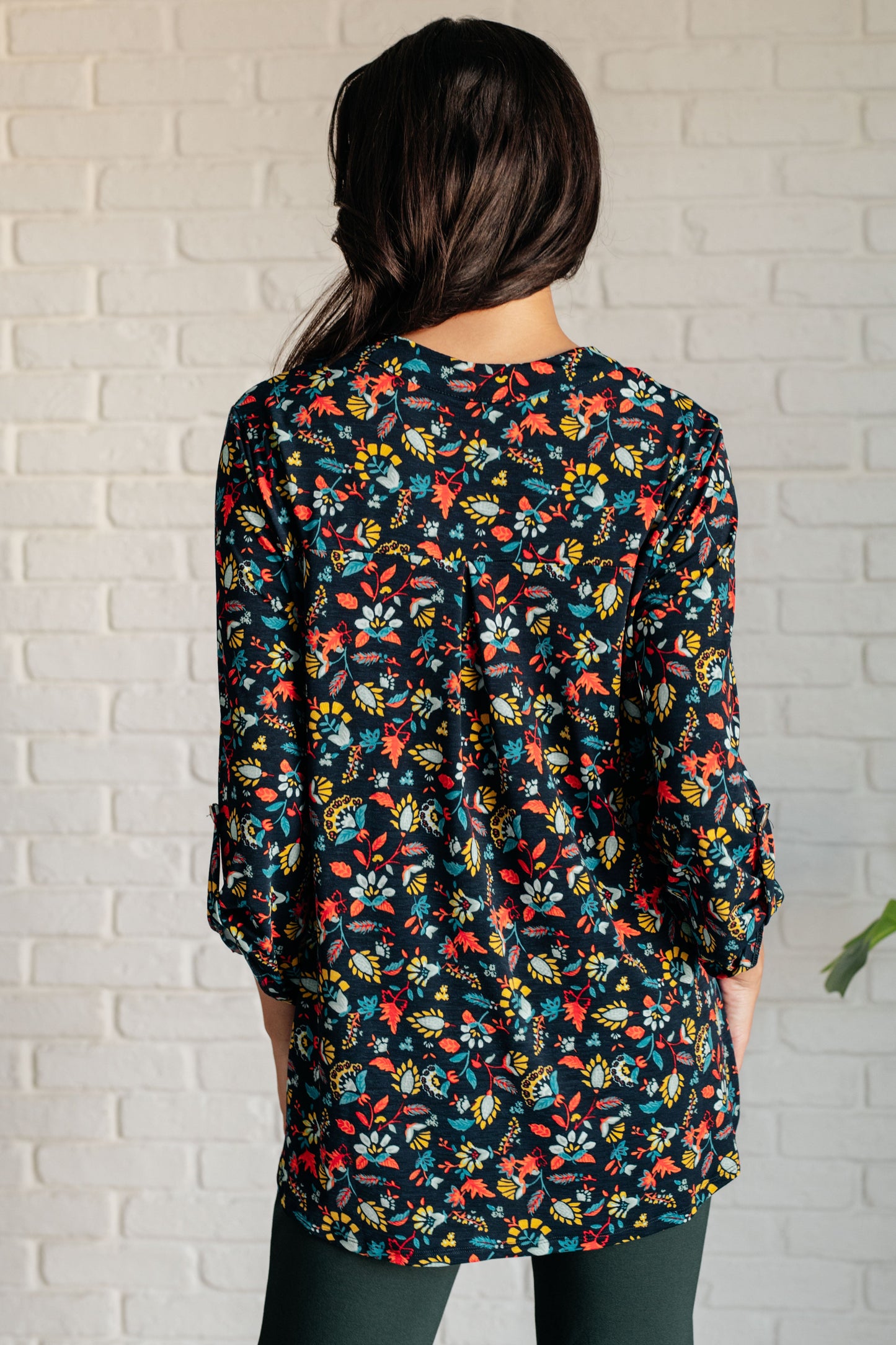 Dear Scarlett-Lizzy Top in Navy and Teal Multi Floral